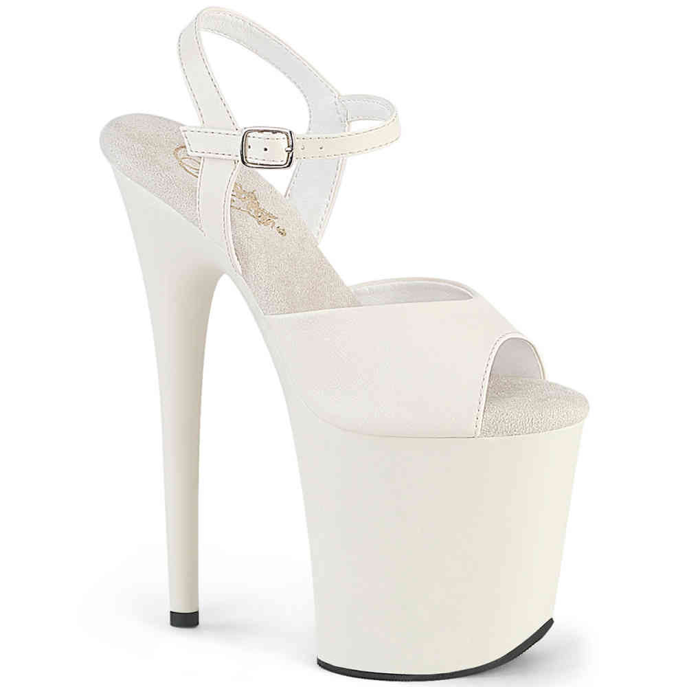 Pleaser - FLAMINGO-809 Sandaal met enkelband, Paaldans schoenen - Wit